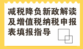 减税降负新政解读及增值税纳税申报表填报指导